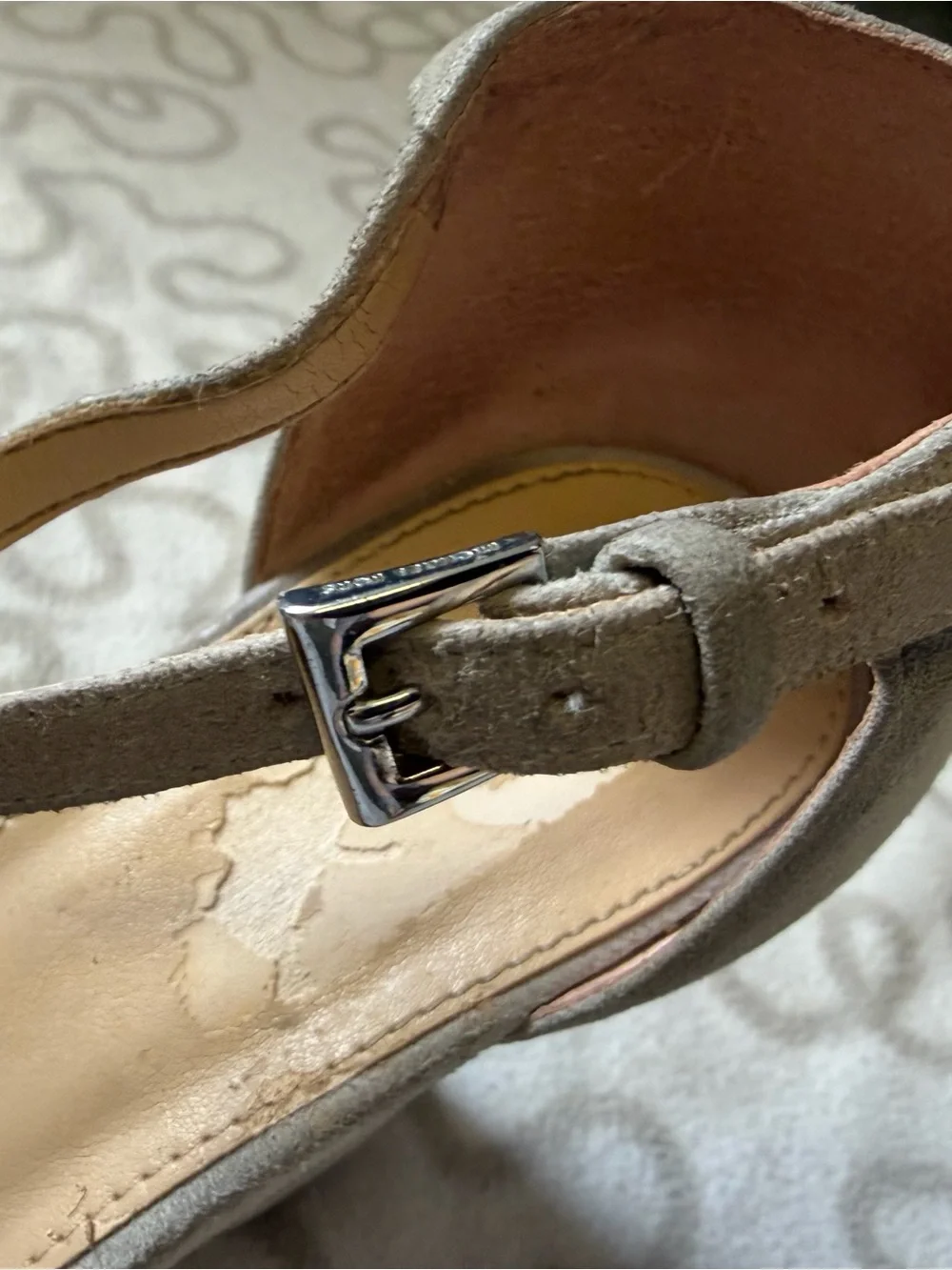 Michael Kors Gray Suede Platform Wedge Sandals with Ankle Strap